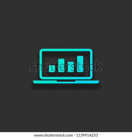 Finance graphic, grow. Colorful logo concept with soft shadow on dark background. Icon color of azure ocean