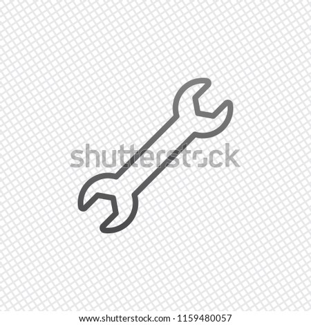 Wrench. Linear, thin outline. On grid background