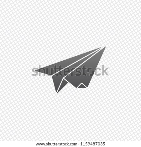 paper plane. origami glider. On grid background