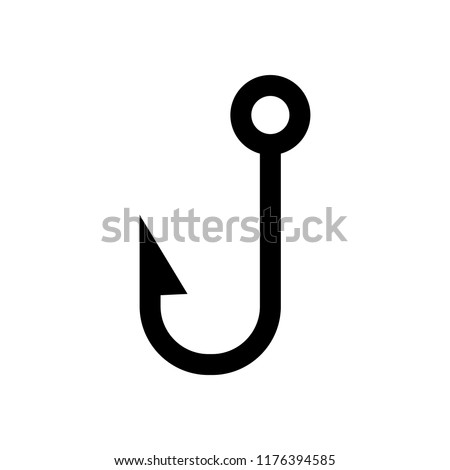 Fishing hook. Simple icon. Black on white background