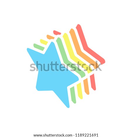 Star icon. Stack of colorful isometric icons on white background