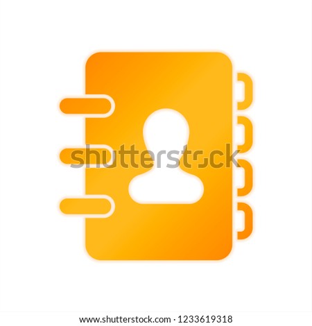 address book with person on cover. simple icon. Orange sign with low light on white background