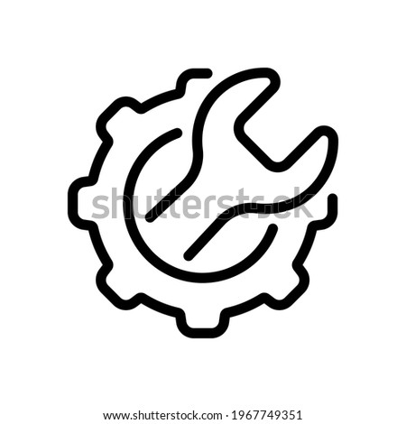Service tools, wrench and screwdriver, repair instruments, simple icon. Black linear icon with editable stroke on white background