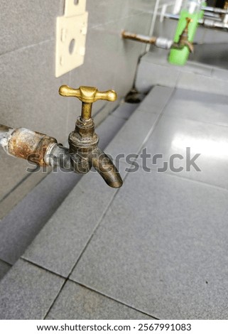 Similar – Image, Stock Photo Old style bathroom corner with ceramic tiles.