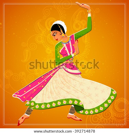 Vector Design Of Woman Performing Kathak Classical Dance Of Northern ...