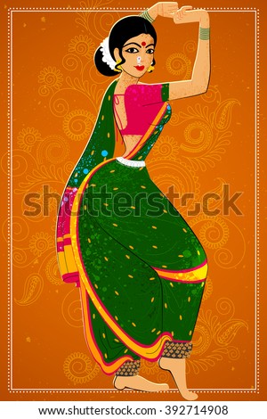 Vector Design Of Woman Performing Lavani Folk Dance Of Maharashtra ...