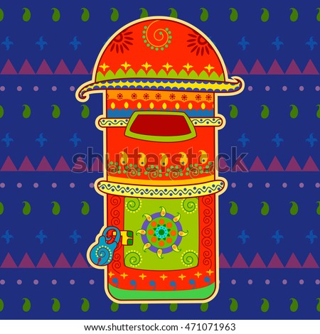 Vector design of post box in Indian art style