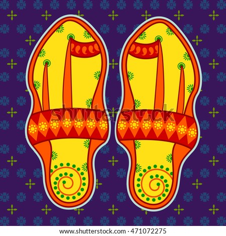 Vector design of pair of Kolhapuri sandal in Indian art style