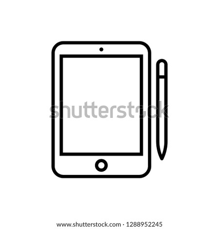 Outline Vector Pad Graphic Tablet With Stylus Mobile Device Gadget Icon