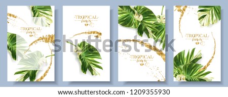 Vector tropical alocasia leaf banner on white background. Exotic botany for cosmetics, spa, perfume, health care products, aroma, turist agensy. Best as wedding invitation design. With place for text