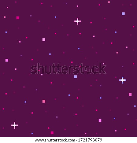 Pixel art star sky at night. Starry sky seamless backdrop. Vector illustration.