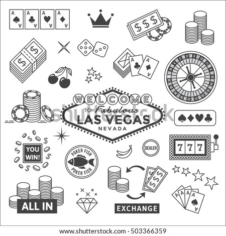 Icons set on gambling in Las Vegas.