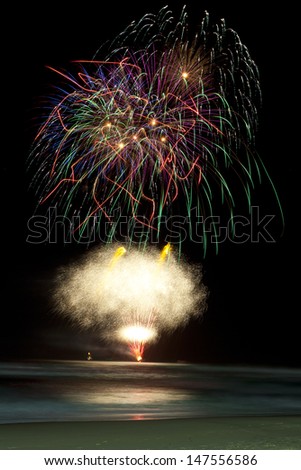 Fireworks at sea fire surfers paradise queensland australia