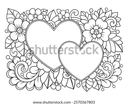 Frame in eastern tradition. Stylized with henna tattoos decorative pattern for decorating covers for book, notebook, casket, magazine, postcard and folder. Flower Heart in mehndi style.