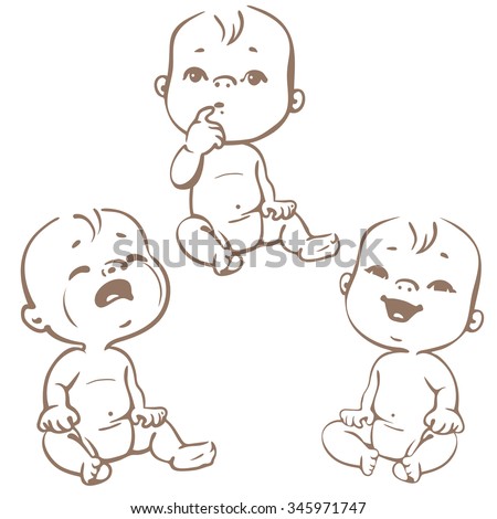 Set Of Baby Emotion Icons. Face Expressions. Sadness, Joy, Interest ...