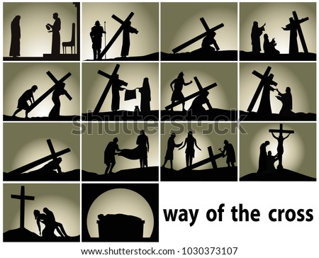 Abstract religious background with Way of the Cross stations