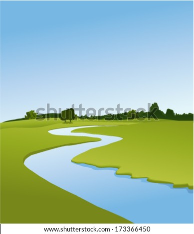 Rural landscape with river