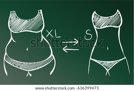 Fat and slim woman figure