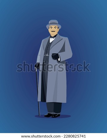illustration of detective Hercule Poirot in vector