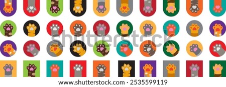 cat paws colorful icons, profile picture, stickers template with editable stroke and fill