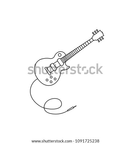 electro guitar icon outline isolated on white. simple vector icon. Guitar icon vector music. Outline guitar vector for web design isolated on black background.Music instrument vector.Jack 