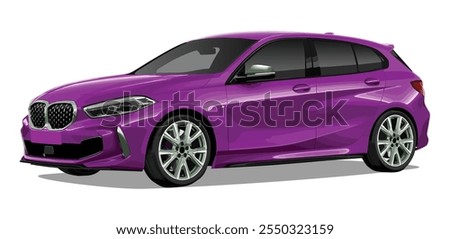 modern purple 3d rendering art car city matic m 1 back new design mini icon sign vector logo symbol fast toy rc shiny body hybrid electric template side view
