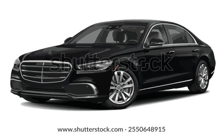 Luxury premium realistic sedan coupe sport colour black dark elegant new 3d car urban electric c s e 300 class power style model lifestyle business work modern art design vector template isolated
