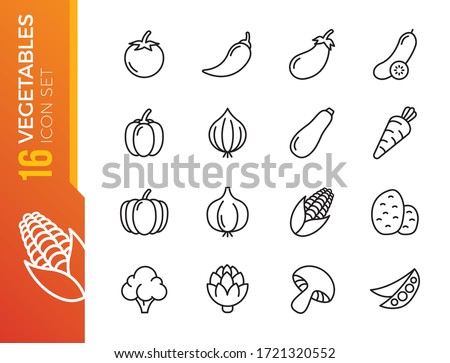 Simple set of outline icons about vegetables- minimal thin line set. Outline icons collection. Simple vector illustration.