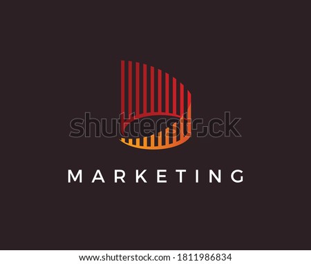 Bank or finance organization letter M or W logo template. Marketing rate simple circle logotype in polygonal style.