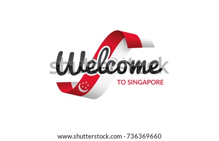 Welcome to Singapore flag sign logo icon