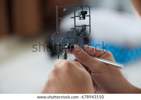 Similar – Image, Stock Photo plastic model of a human jaw with white teeth on a yellow background, oral hygien