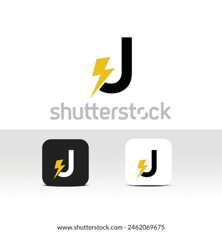 Letter J Electric Logo - Thunder,Lightning,flash,voltage,charge and electricity logo design idea - Alphabetic or font logo for letter J