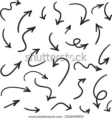 Set of hand drawn arrows, rough waypoints on a white background EPS Vector