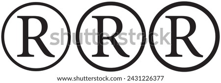 Registered trademark icon vector. R alphabet sign symbol.