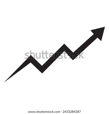 Growing business arrow on white, Profit arrow, Vector illustration. Business concept, growing chart. Concept of sales symbol icon with arrow moving up. Economic Arrow With Growing Trend.