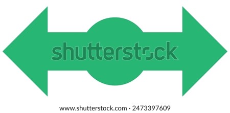 Rounded bullet point circle, double arrow icon, two-way black marker direction symbol. Round corners double arrow shape icon. Isolated on a white background