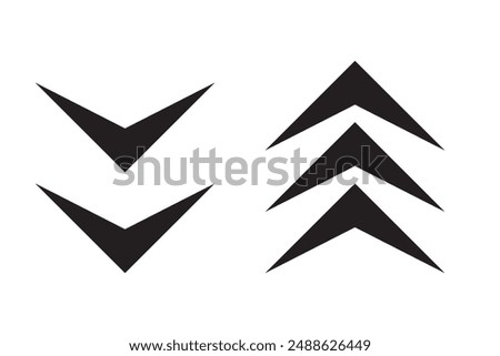 Arrow icon chevron doodle black line graphic design. Vector isolated on white background. Vector illustration.