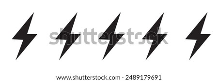 flash thunder power icon, Lightning bolt icon with thunder bolt - Electric power icon symbol in thin line, outline and stroke style for apps and website