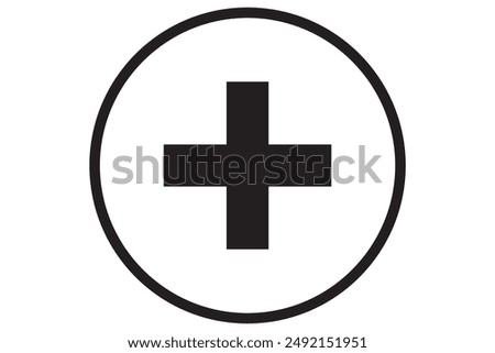 Plus line icon vector design for user interface, Plus icon simple vector perfect illustration, black white plus icons sign