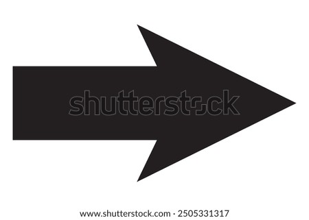 Thin black arrow pointing right. Long, straight-line arrow icon in white. Graphic illustration for direction symbols, up and down signs. Vector horizontal arrow variation isolated on white background