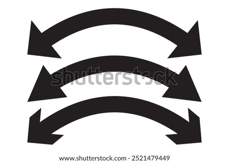 Dual sided curved arc arrow shape. Double ended arrow illustration.