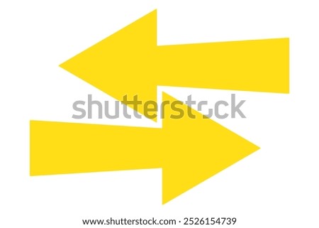 Horizontal dual long straight arrow signs. Red pointer, direction, position symbol and double arrow icon isolated on white background. Long two side arrow pointing vector.