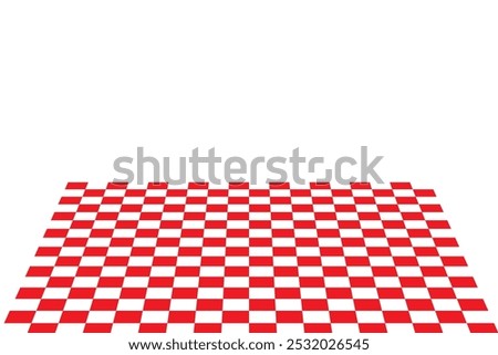 Checkerboard, chessboard, checkered plane in angle perspective. Tilted, vanishing empty floor.