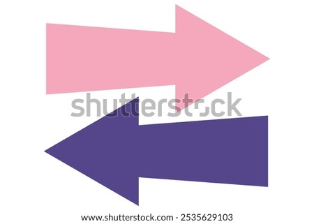 Horizontal dual long straight arrow signs. Red pointer, direction, position symbol and double arrow icon isolated on white background. Long two side arrow pointing vector.