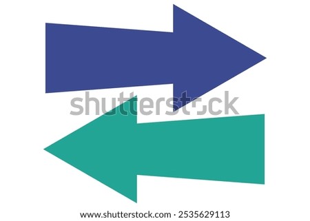 Horizontal dual long straight arrow signs. Red pointer, direction, position symbol and double arrow icon isolated on white background. Long two side arrow pointing vector.