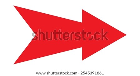 Horizontal dual long straight arrow signs. Red pointer, direction, position symbol and double arrow icon isolated on white background. Long two side arrow pointing vector.