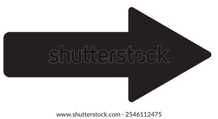 Long arrow. Black arrow pointing right. Black large arrow pointing right. Bold thine long arrow. Vector illustration.