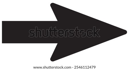 Long arrow. Black arrow pointing right. Black large arrow pointing right. Bold thine long arrow. Vector illustration.