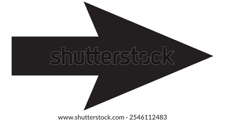 Long arrow. Black arrow pointing right. Black large arrow pointing right. Bold thine long arrow. Vector illustration.