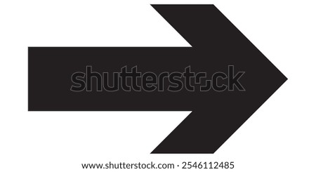 Long arrow. Black arrow pointing right. Black large arrow pointing right. Bold thine long arrow. Vector illustration.